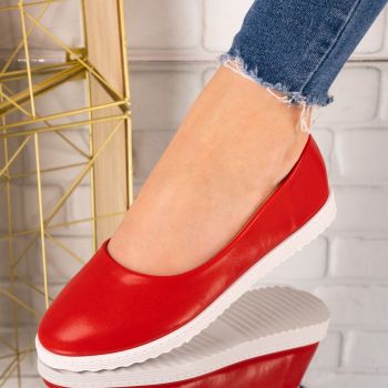 Pantofi dama din piele ecologica Rosu Azra Marimea 39