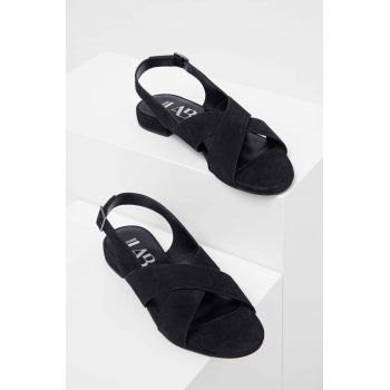 Answear Lab sandale din piele intoarsa femei, culoarea negru