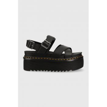 Dr. Martens sandale de piele Voss II Quad femei, culoarea negru, cu platformă DM30717001