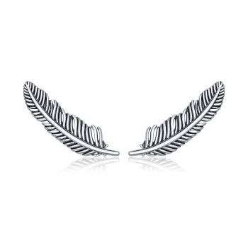 Cercei din argint Retro Feather Studs