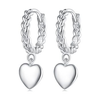Cercei din argint Twisted Chain Heart ieftin