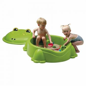 Cutie de nisip Paradiso Toys cu capac Frog 84x92x38 cm verde