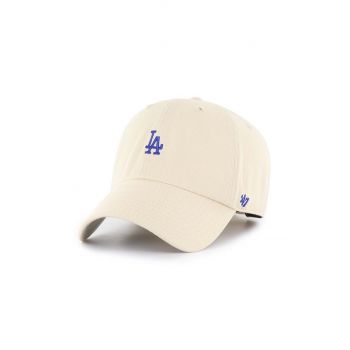 47brand șapcă de baseball din bumbac MLB Los Angeles Dodgers culoarea bej, cu imprimeu B-BSRNR12GWS-NTA
