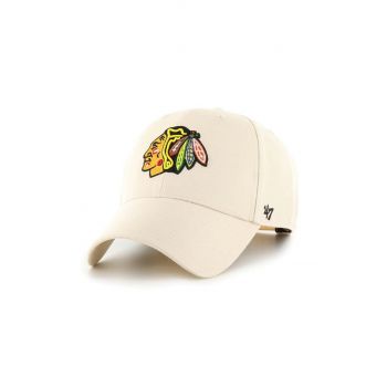 47brand șapcă din amestec de lână NHL Chicago Blackhawks culoarea bej, cu imprimeu H-MVPSP04WBP-NTB