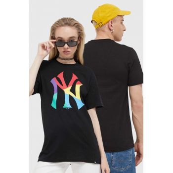 47brand tricou din bumbac MLB New York Yankees culoarea negru, cu imprimeu