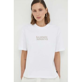 Samsoe Samsoe tricou din bumbac culoarea alb