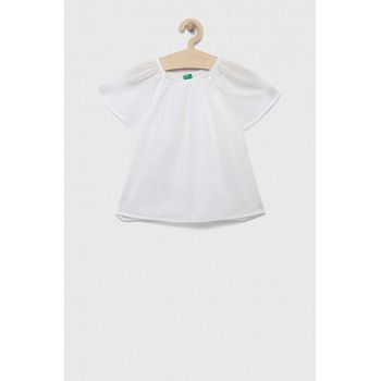 United Colors of Benetton bluza de bumbac pentru copii culoarea alb