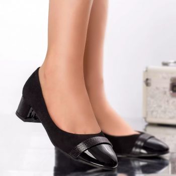 Pantofi cu toc florence negru catifea