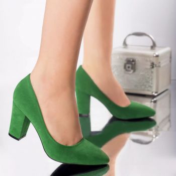 Pantofi cu toc elizabeth verde catifea