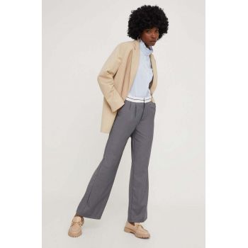 Answear Lab pantaloni femei, culoarea gri, lat, high waist