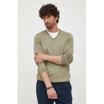 BOSS pulover de lana barbati, culoarea verde, light