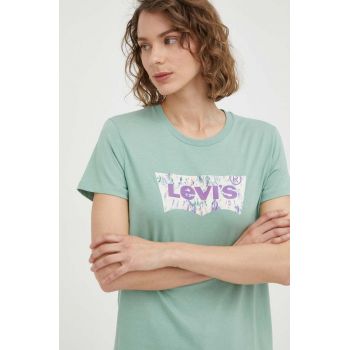 Levi's tricou din bumbac culoarea verde