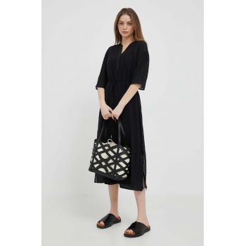Dkny rochie culoarea negru, midi, oversize de firma originala