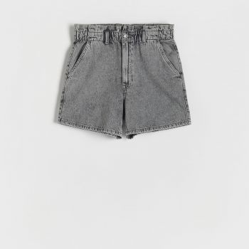 Reserved - Pantaloni scurți din denim, cu talie înaltă - Gri deschis