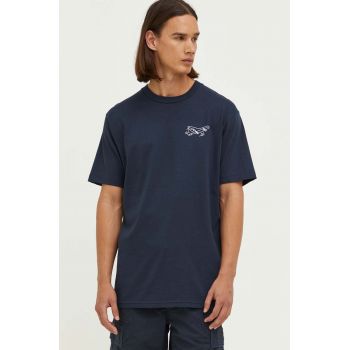 DC tricou din bumbac culoarea albastru marin, cu imprimeu ieftin