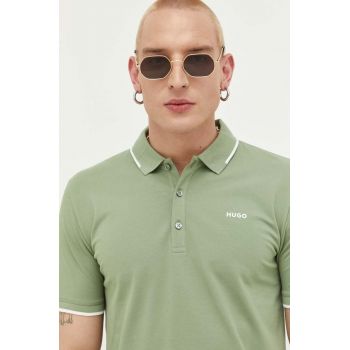 HUGO tricou polo bărbați, culoarea verde, uni 50467344