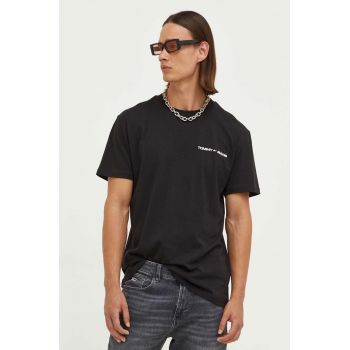 Tommy Jeans tricou din bumbac culoarea negru, cu imprimeu
