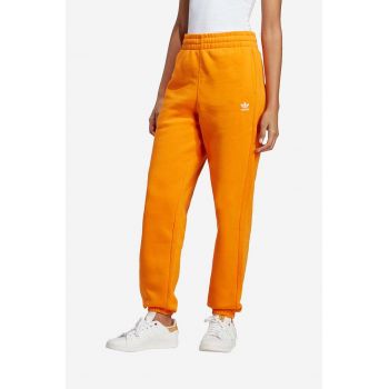 adidas Originals pantaloni de trening din bumbac culoarea portocaliu, uni IK7689-POMARANCZ ieftin