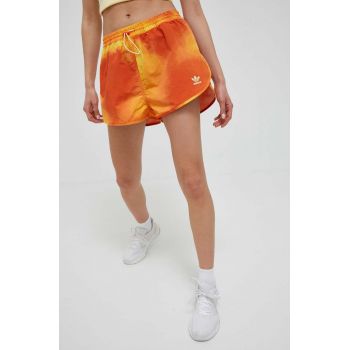 adidas Originals pantaloni scurti femei, culoarea portocaliu, modelator, high waist