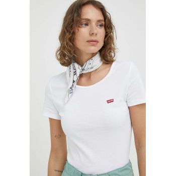 Levi's tricou 2-pack femei, culoarea alb