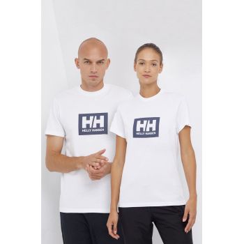Helly Hansen tricou din bumbac culoarea alb, cu imprimeu 53285-096