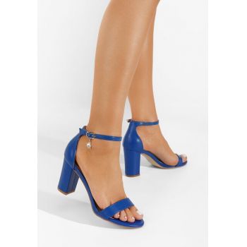 Sandale cu toc gros Lizette albastre