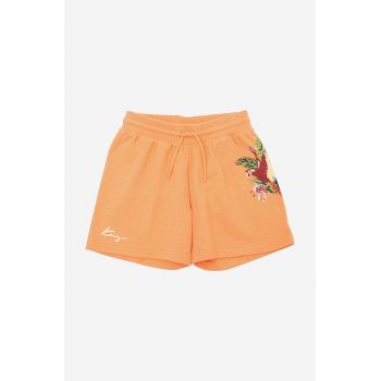 Kenzo Kids pantaloni scurti copii culoarea portocaliu, talie reglabila