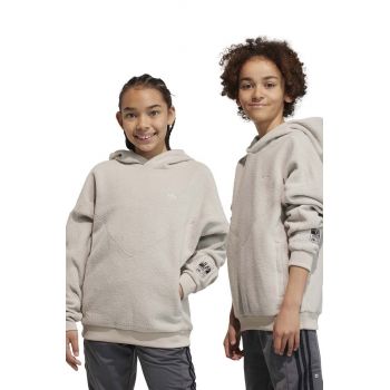 adidas Originals bluza copii culoarea bej, cu glugă, neted