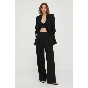 Gestuz pantaloni femei, culoarea negru, drept, high waist 10905912