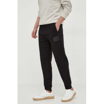 Armani Exchange pantaloni de trening din bumbac culoarea negru, neted