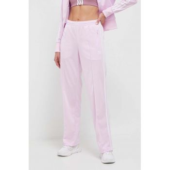 adidas Originals pantaloni de trening culoarea roz, cu imprimeu ieftin
