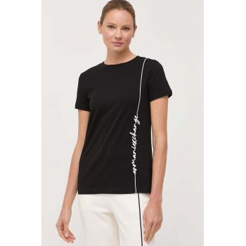 Armani Exchange tricou din bumbac culoarea negru