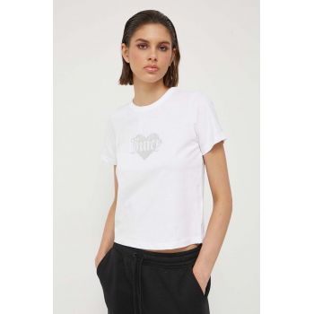 Juicy Couture tricou din bumbac culoarea alb