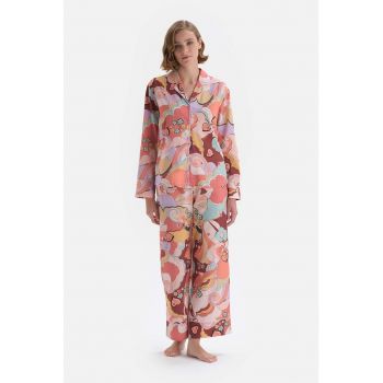 Pijama lunga cu imprimeu floral