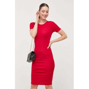 Armani Exchange rochie culoarea rosu, mini, mulata