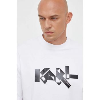 Karl Lagerfeld tricou barbati, culoarea alb, cu imprimeu
