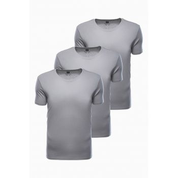 Set de tricouri de bumbac cu decolteu la baza gatului - 3 piese