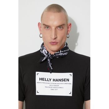 Helly Hansen tricou din bumbac culoarea negru, cu imprimeu 53976-001