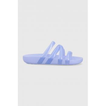 Crocs papuci Splash Glossy Strappy Sandal femei, culoarea violet, 208537