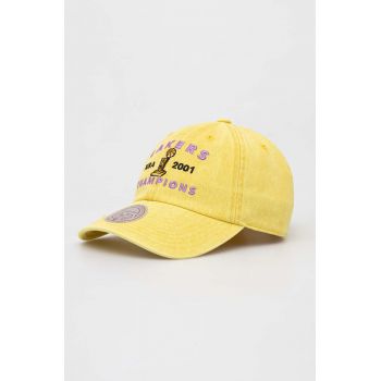 Mitchell&Ness șapcă de baseball din bumbac Los Angeles Lakers culoarea galben, cu imprimeu
