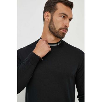 Emporio Armani pulover de lana barbati, culoarea negru, light