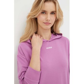 HUGO bluză lounge culoarea violet, cu glugă, uni 50490594