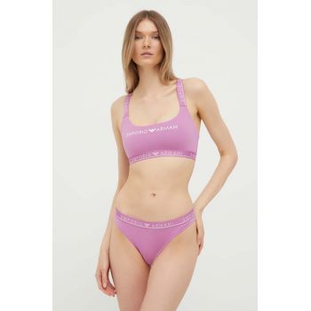 Emporio Armani Underwear sutien și chilot brazilian culoarea violet