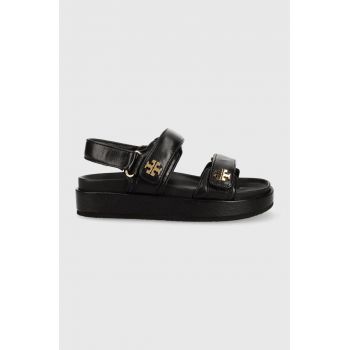 Tory Burch sandale de piele Kira Sport femei, culoarea negru, 144328-001