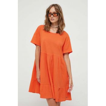 Roxy rochie din bumbac culoarea portocaliu, mini, oversize de firma originala