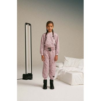 Sisley pantaloni de trening din bumbac pentru copii culoarea roz, modelator