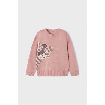 Mayoral pulover pentru copii din amestec de lana culoarea roz, călduros
