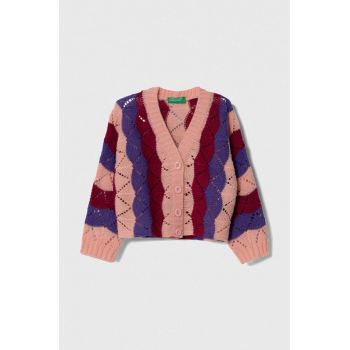 United Colors of Benetton cardigan din amestec de lana culoarea roz, light