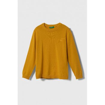 United Colors of Benetton pulover de bumbac pentru copii culoarea galben, light