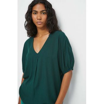 Medicine bluza femei, culoarea verde, neted